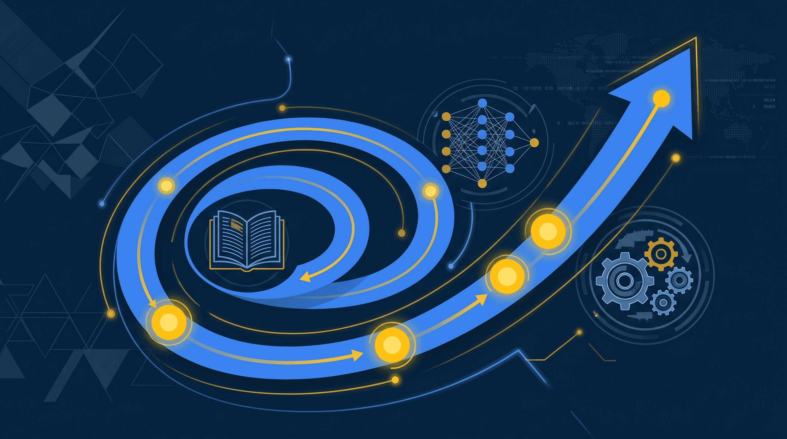 How I Learn Anything Fast - OODA loop learning system visualization with strategic blue and Michigan maize branding