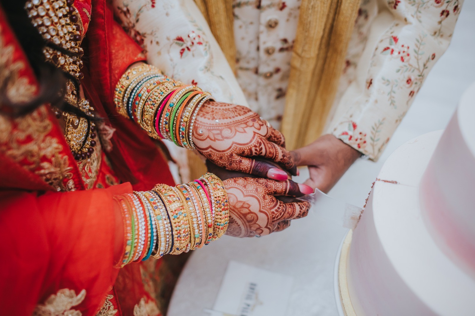 Bride with henna at a traditional wedding in Singapore. 