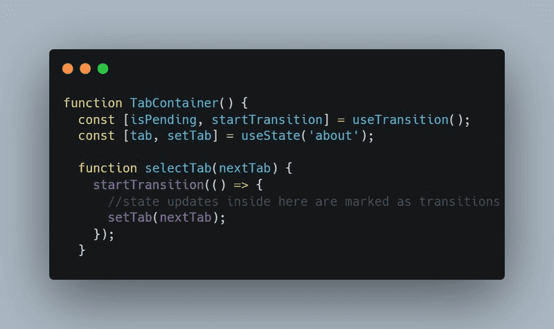 Using transition in React 18.