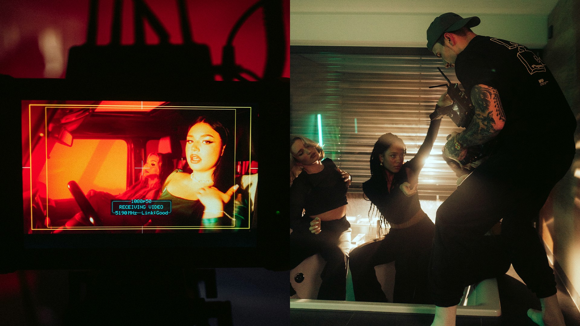 ROTE MÜTZE RAPHI x KATY B DIAMOND x ACHTABAHN - CHLOÉ (OFFICIAL VIDEO), dancer in front of camera, schwarz weiß biod tanz gruppe