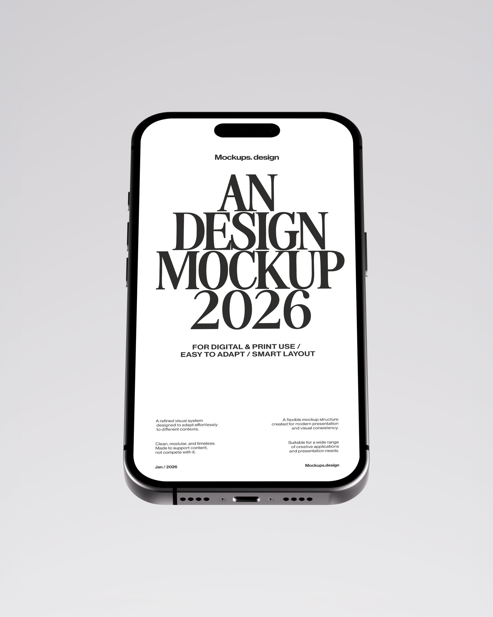 iPhone mockup on minimal clean background, realistic display