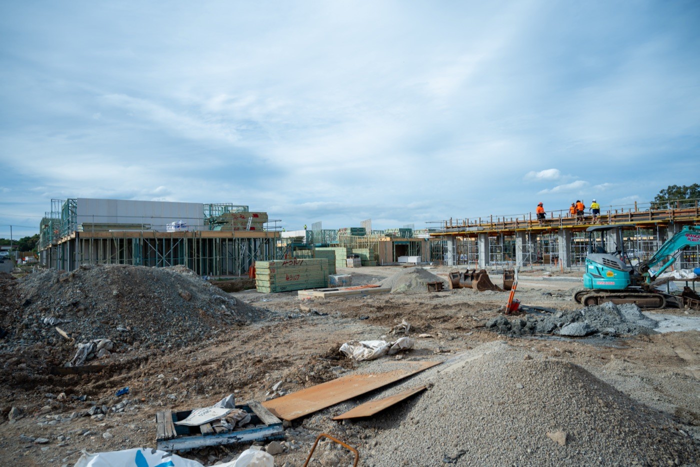 Azure construction site at ground stage