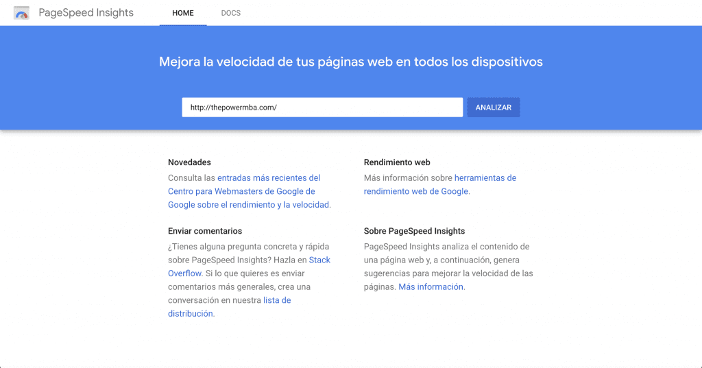 Google PageSpeed - herramientas SEO gratuitas