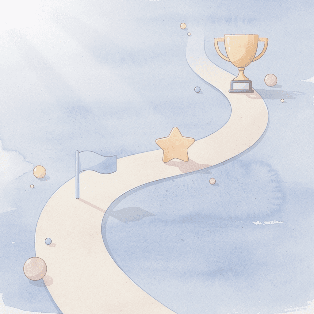 Winding path with milestones representing fourth-grade learning transition