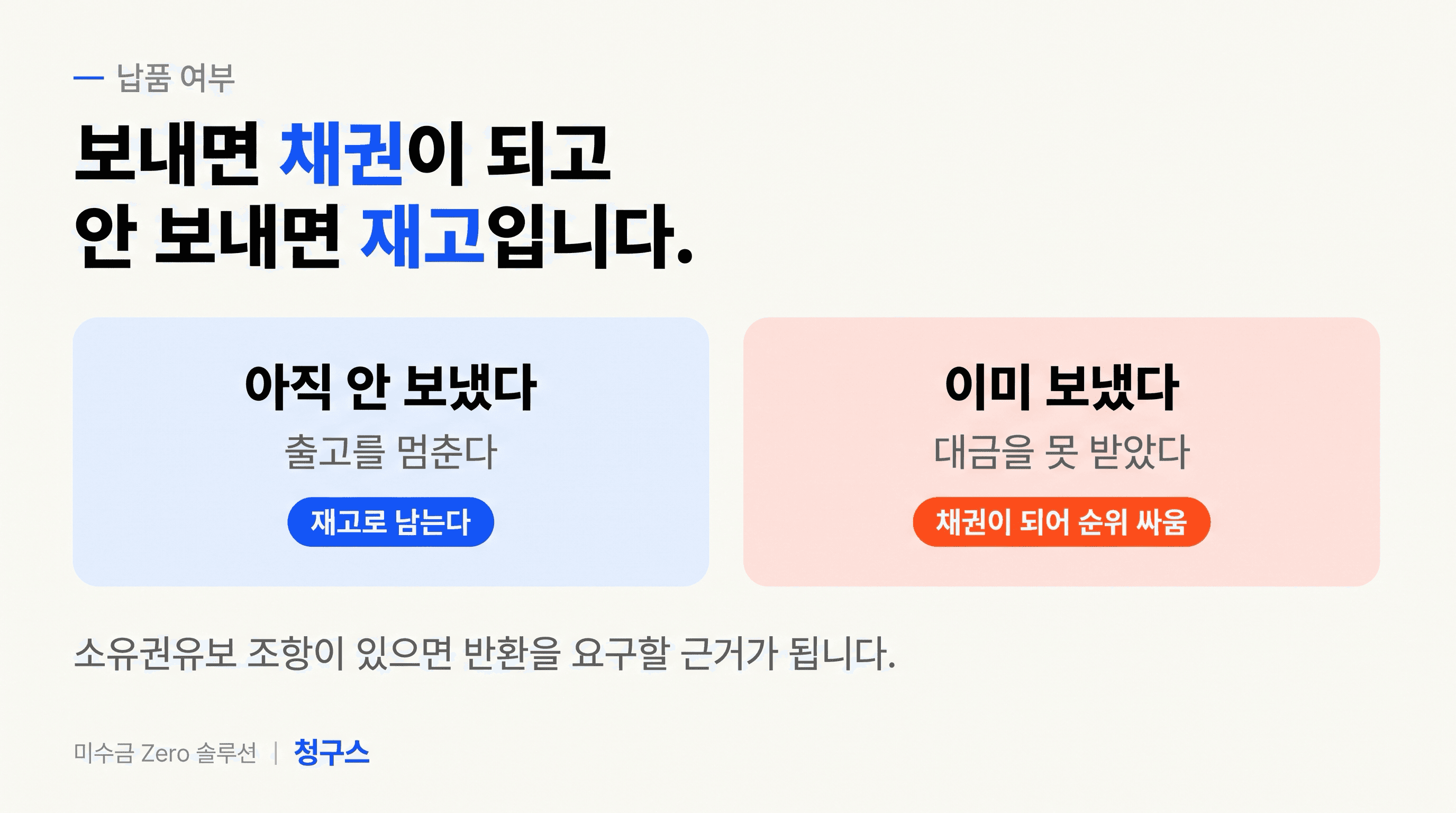 부도 시 납품 전이면 재고 납품 후면 채권