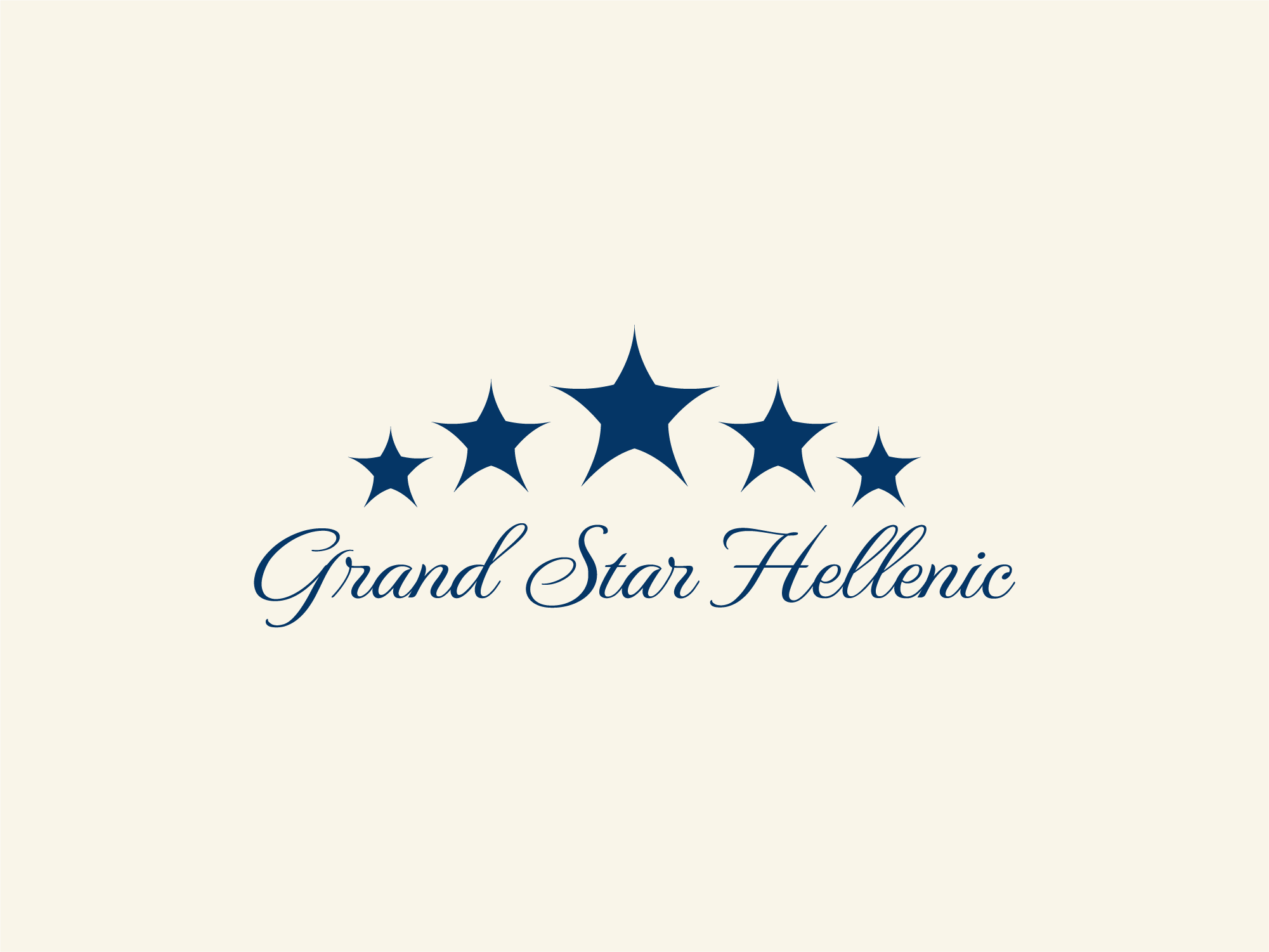 Grand Star Hellenic Logo. 5 stars aligned in an arc with script letters below.