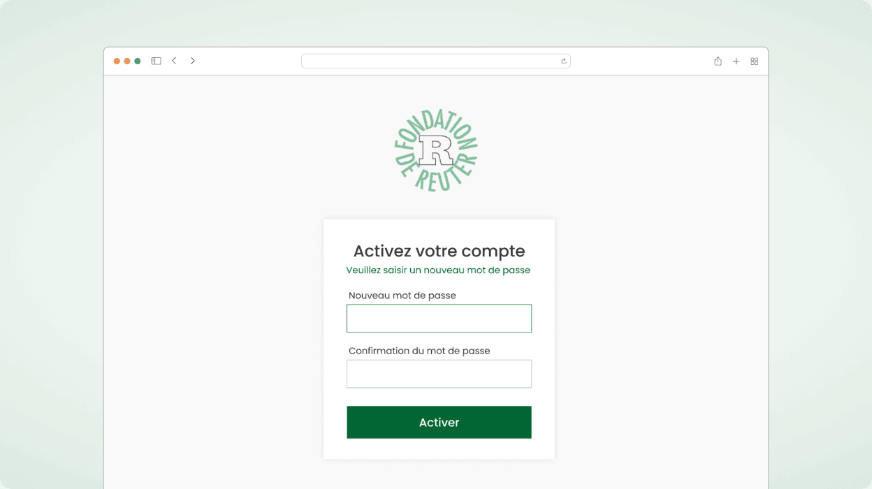 Page de connexion au portail intranet de la Fondation de Reuter