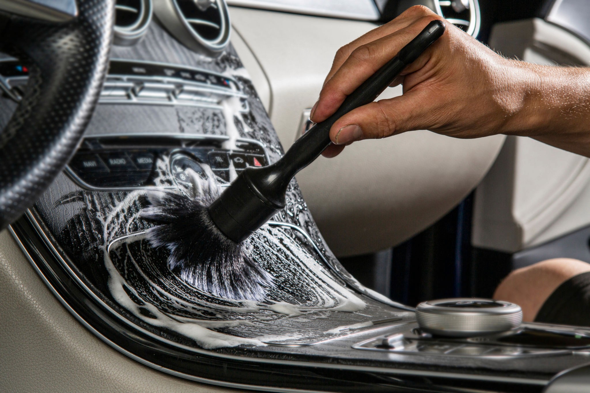 Cleaning a car interior