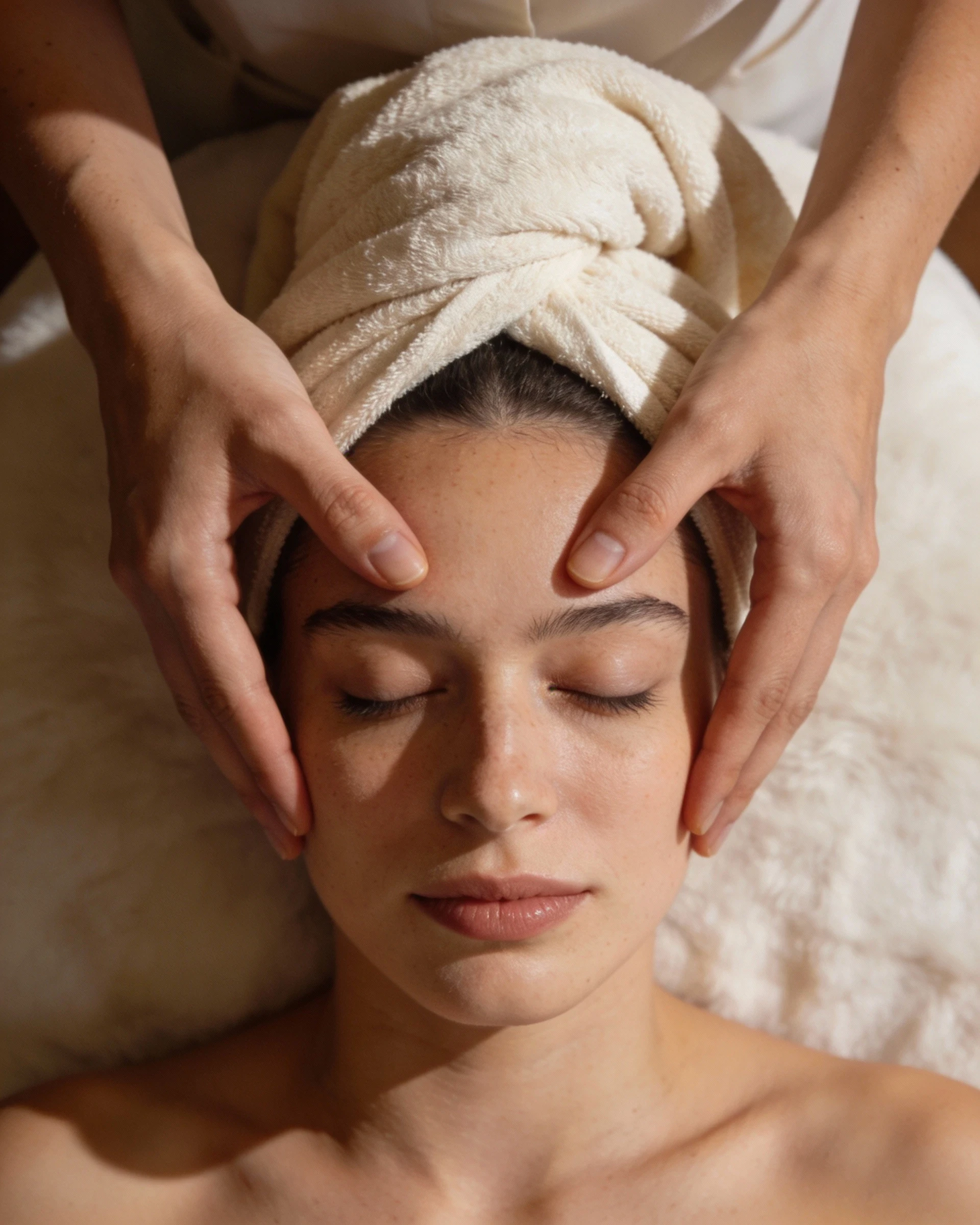 Woman receiving a facial massage