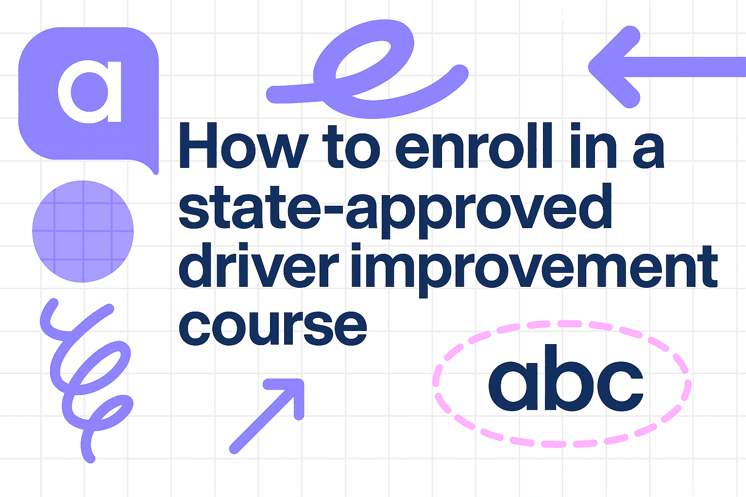 ABC Driving Improvement banner with abstract squares and bold 'Approved' text in brand colors.