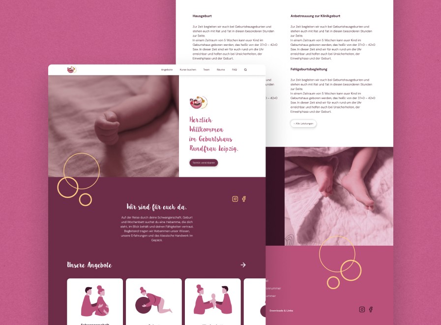 UI Design Website Geburtshaus Rundfrau