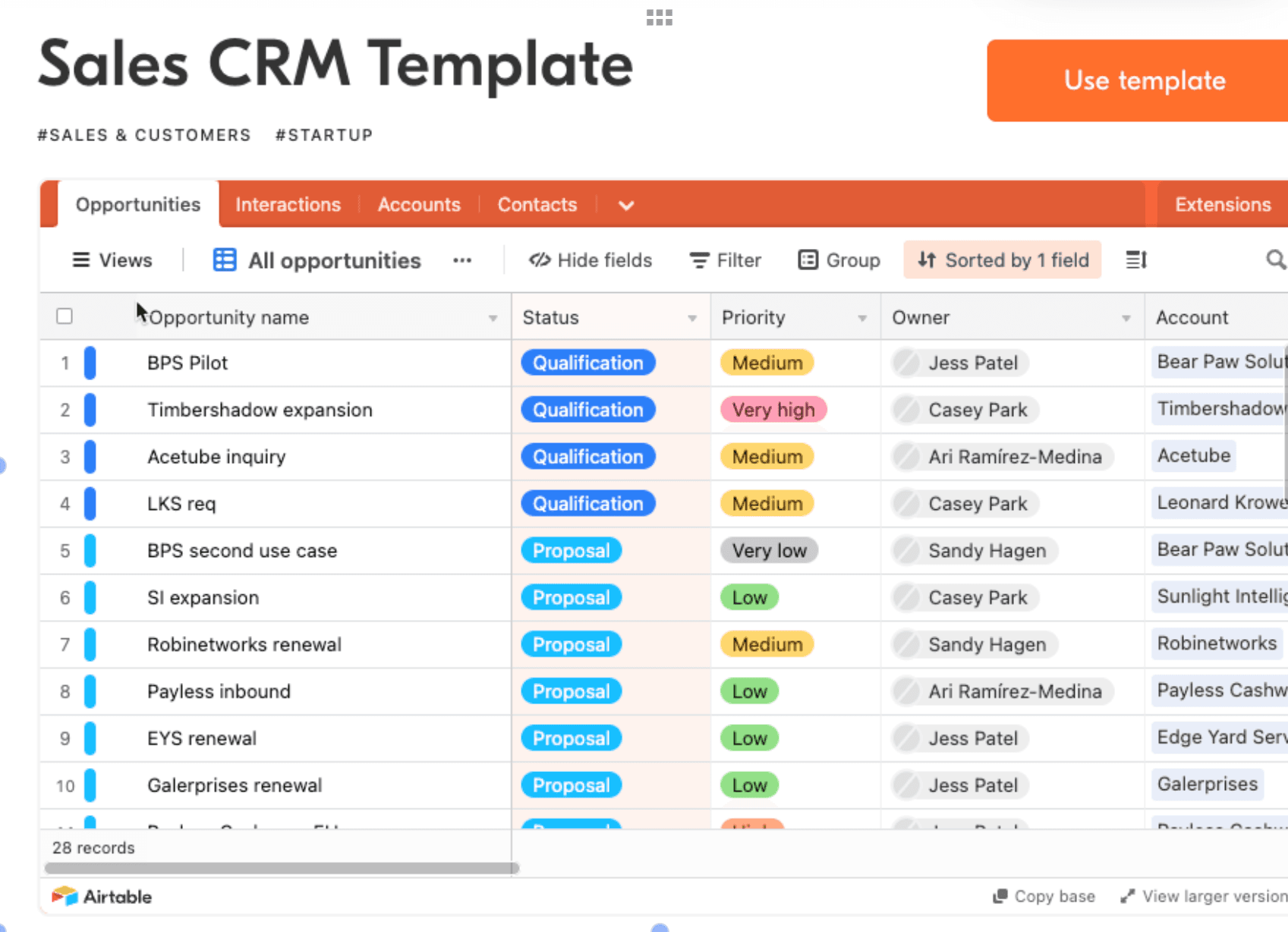 Airtable CRM template