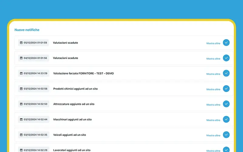 schermata notifiche software sicurezza nei cantieri