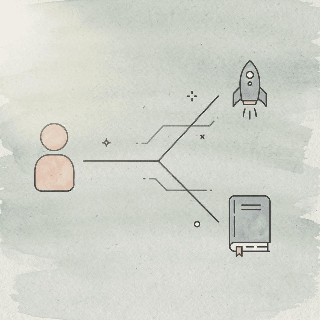 Icon splitting into two paths representing claiming or forfeiting settlement money