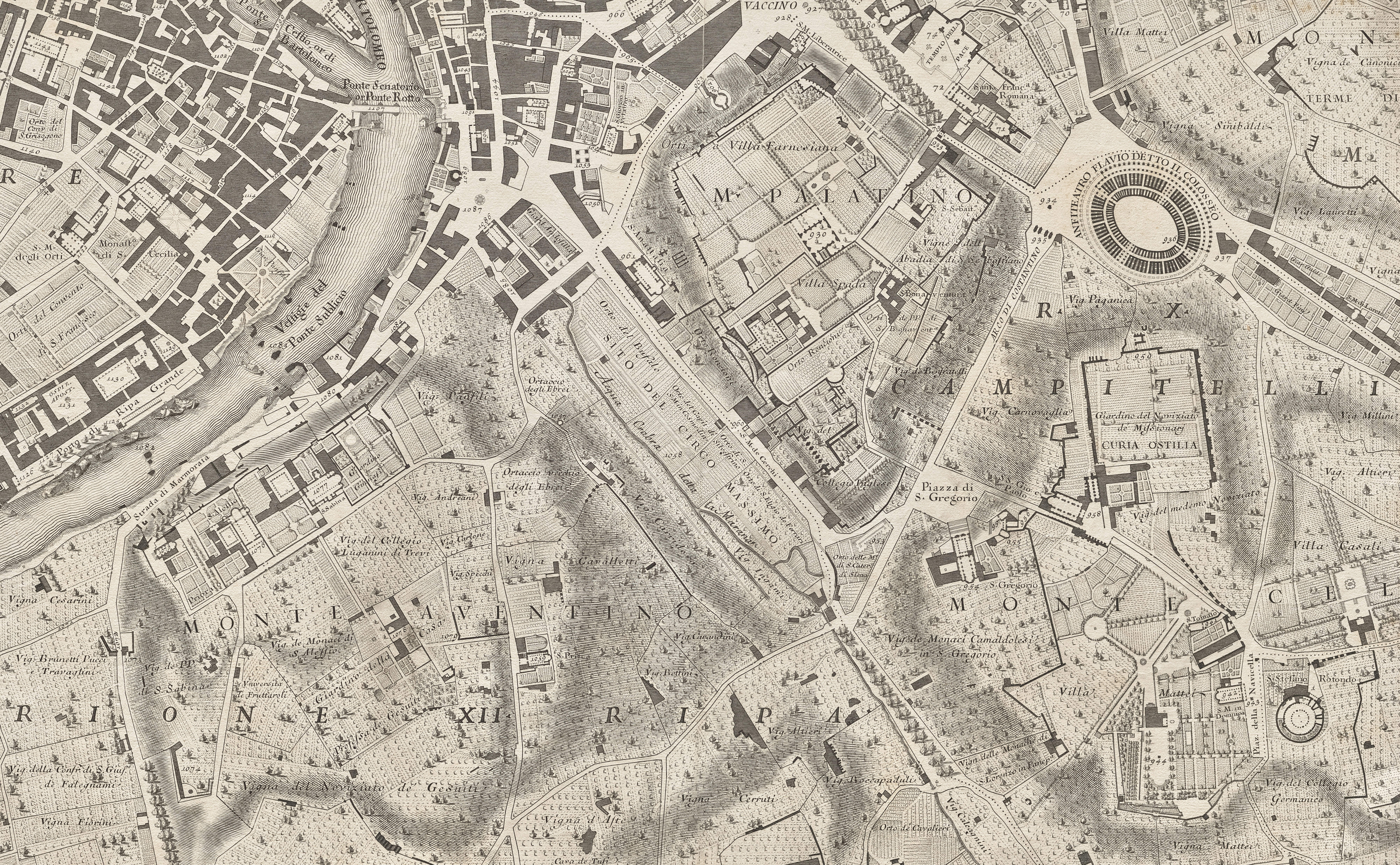 Nuova pianta di Roma data in luce da Giambattista Nolli l’anno MDCCXLVII, known as La Pianta Grande di Roma 1748 Giovanni Battista Nolli (Italian, 1701–1756) Carlo Nolli (Italian, 1690–1790) Rocco Pozzi (Italian, 1701–1774) Pietro Campana de Soriano (Italian, 1725–c. 1779) designer Stefano Pozzi (Italian, 1699–1768) Italy, 18th century Etching and engraving https://www.clevelandart.org/art/2020.276.5