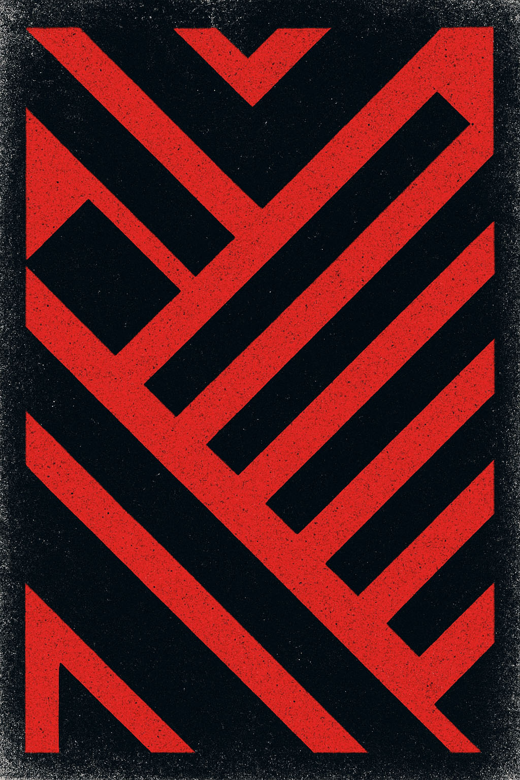Abstract red and black geometric pattern featuring bold angular lines in Quickie Studio’s signature color palette. A visual representation of speed, precision, and creativity.