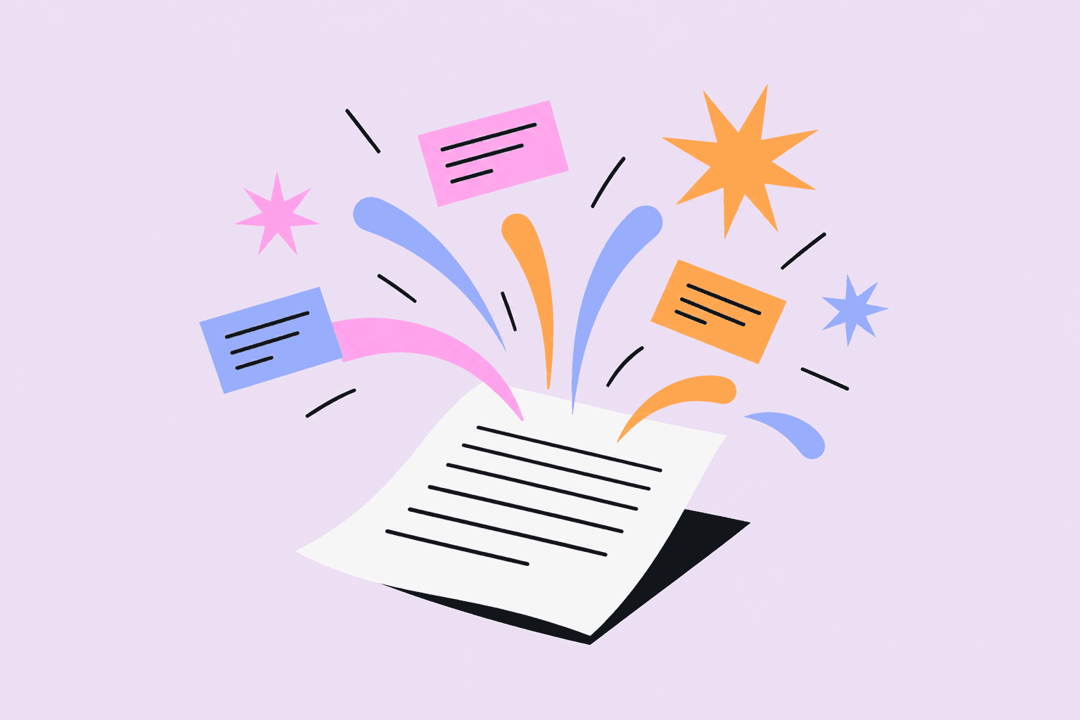 Fireworks leaping from a page