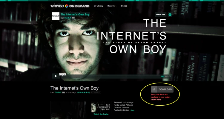 The internet’s own boy on Vimeo with circle around availability