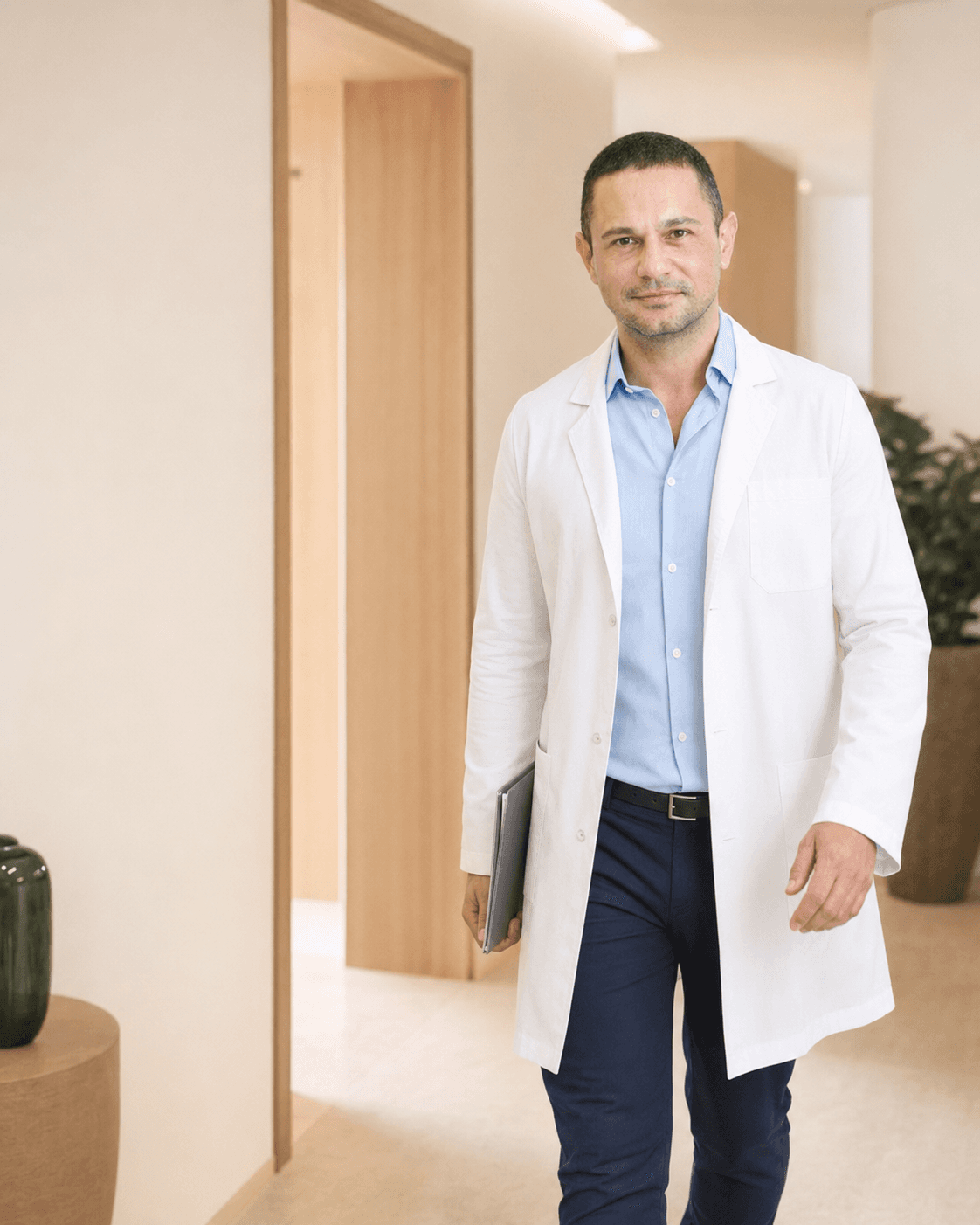 Ο Χαράλαμπος Βόρος σε σύγχρονο γραφείο κατά τη διάρκεια επιστημονικής συζήτησης
