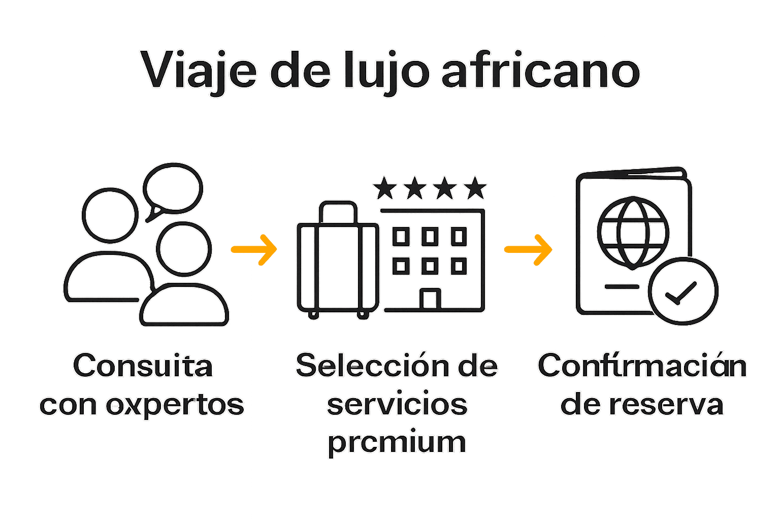 Infografía proceso reserva safari africano de lujo