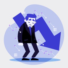 Portada de Foco Público nº2: «Radiografía del empleo en Biobío: entre la crisis y la oportunidad», estudio de IdeaPaís, mostrando una ilustración de una persona con vestimenta formal de oficina y un gesto decaído en su rostro, con una flecha descendente detrás suyo. 