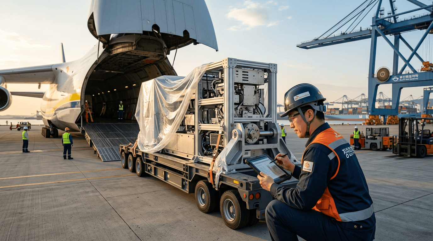 대형 화물기와 비즈니스 제트 비교 일러스트