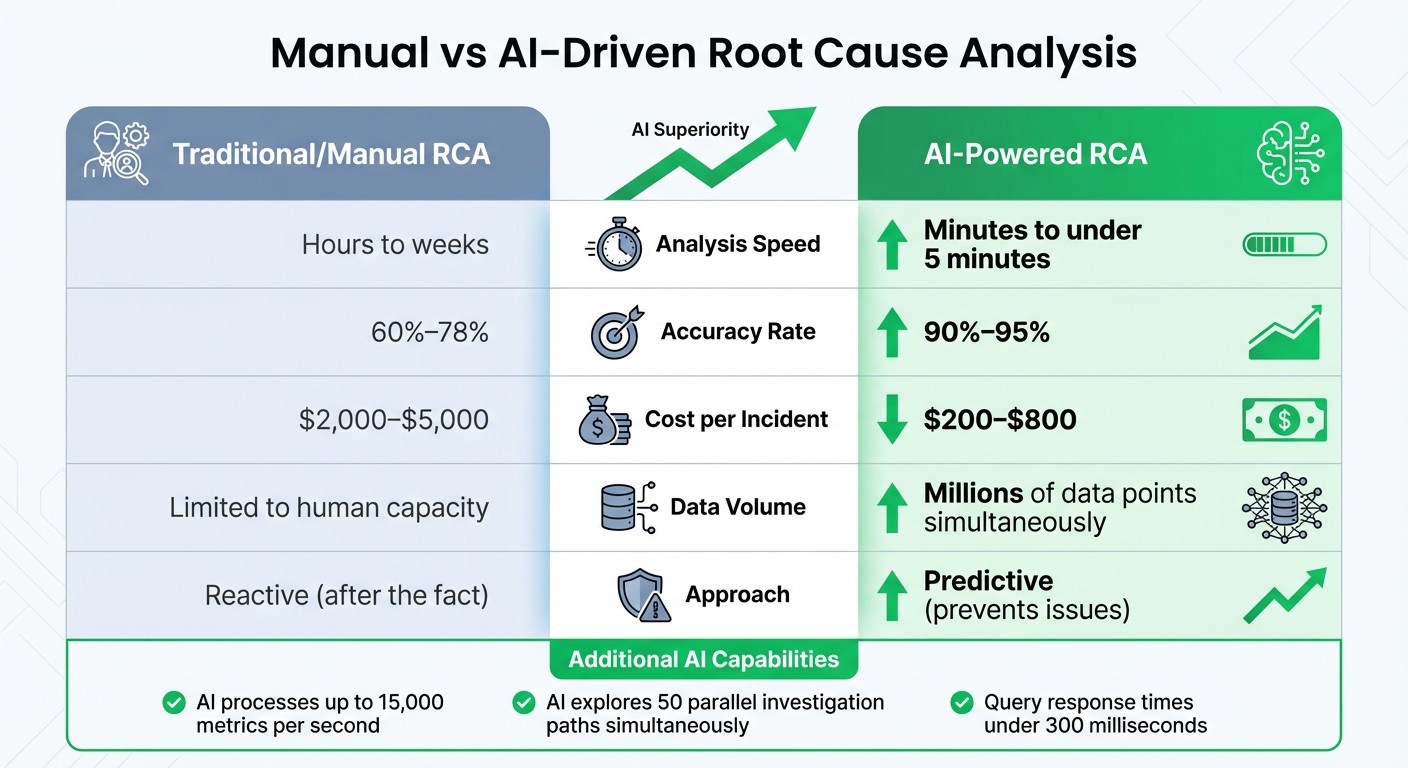 Manual vs AI-Driven Root Cause Analysis: Speed, Accuracy, and Cost Comparison