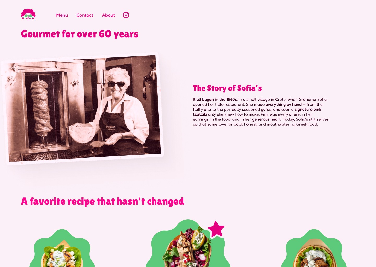 Sofia's - screen landing page 