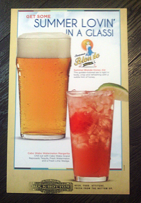 RockBottom Seasonal Menu