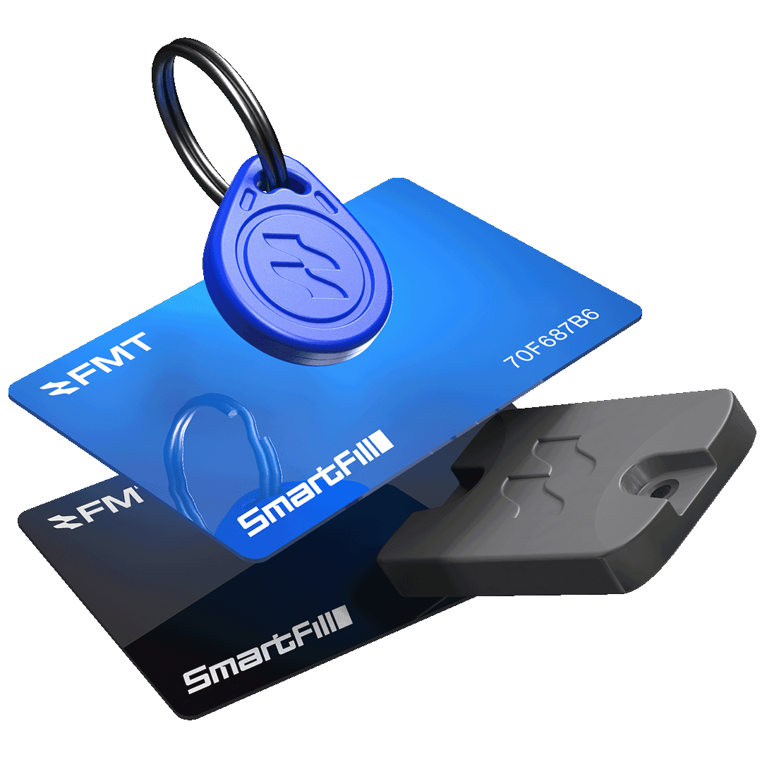 SmartFill RFID cards, key fobs, and tags from FMT for secure fuel management, fleet monitoring, and OPT solutions