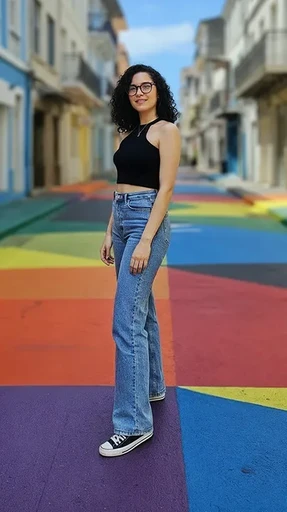 Portrait d'une étudiante de l'ICEA Martinique posant dans une rue colorée de Fort-de-France, illustrant le dynamisme de la vie étudiante en école supérieure