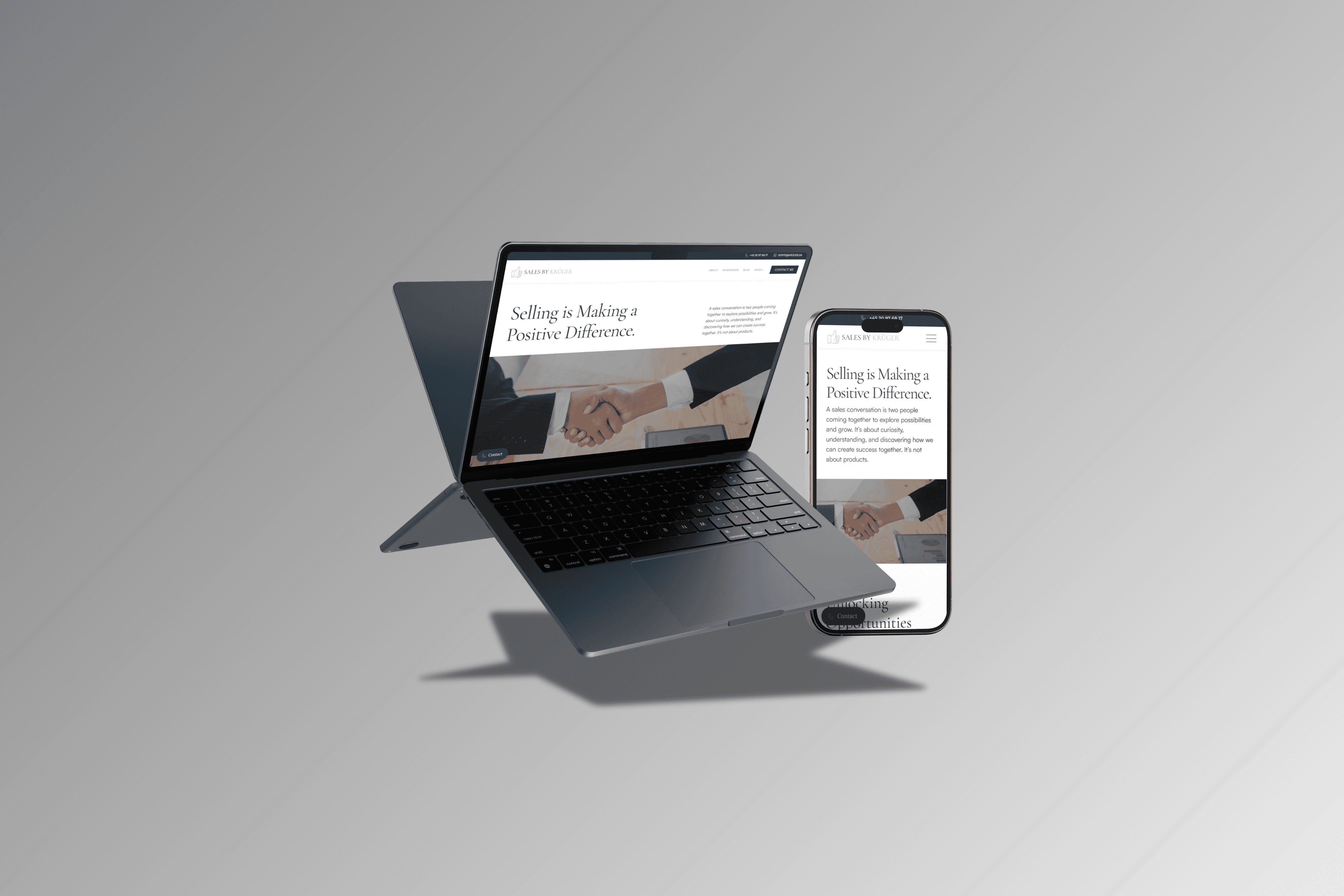 Mac and iPhone Mockup displays website made by Seoma
