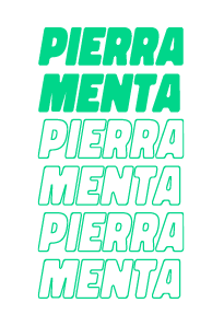Illustration typographique “Pierra Menta” en lettres dégradées vertes, designée par Outdoor Perspectives pour Julbo.