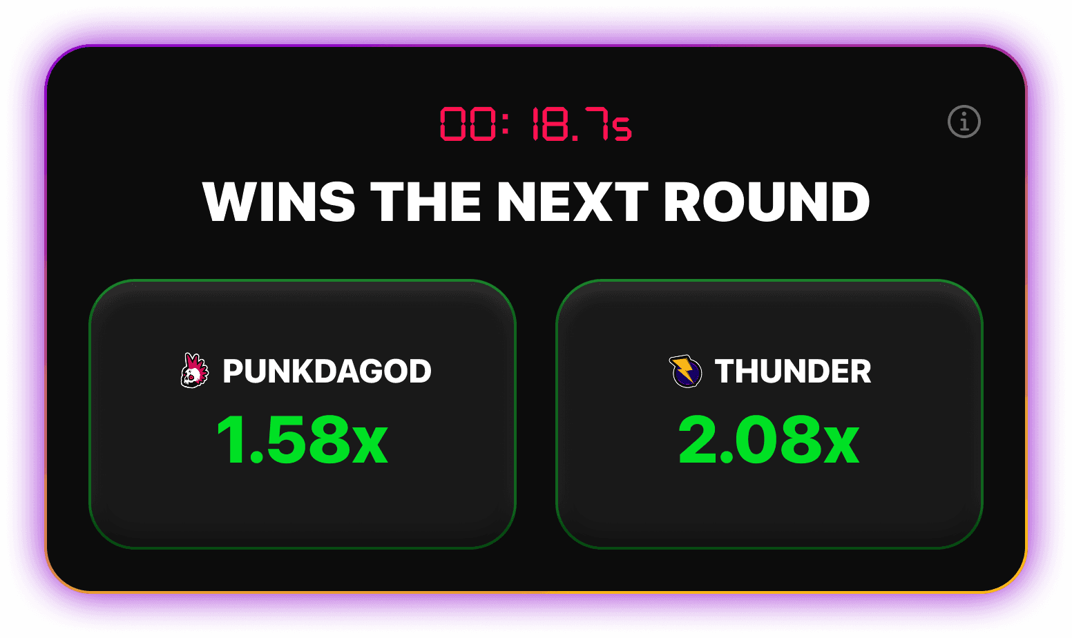 1v1Me Street Fighter 6 live in-game staking screen showing PunkDaGod vs Thunder round winner odds