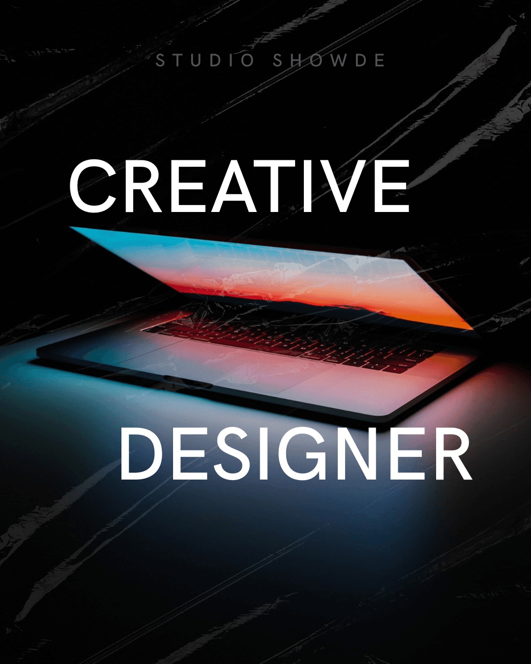 Creative designer image with modern laptop visual representing graphic design, UI/UX design, and digital creativity