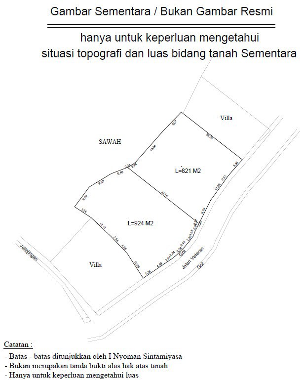 821 m² land plot in Canggu, Leasehold 28 years