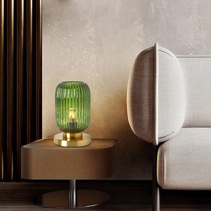 Elegant ribbed glass table lamp with modern appeal and high-quality craftsmanship.