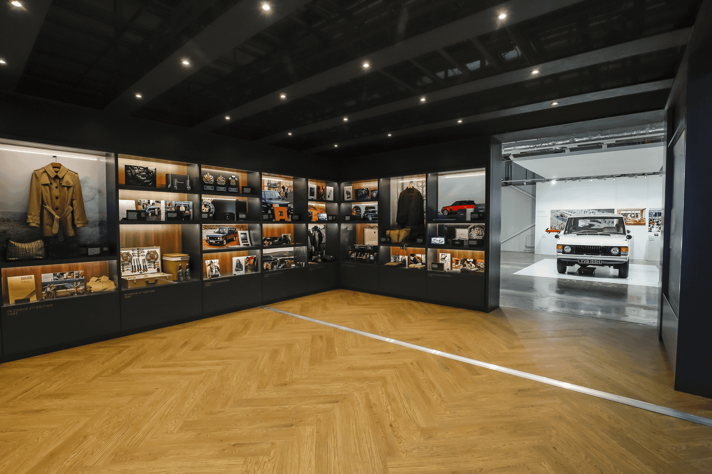 Jaguar Land Rover Visitor Centre heritage display cabinetry and bespoke joinery by Matrix IDC