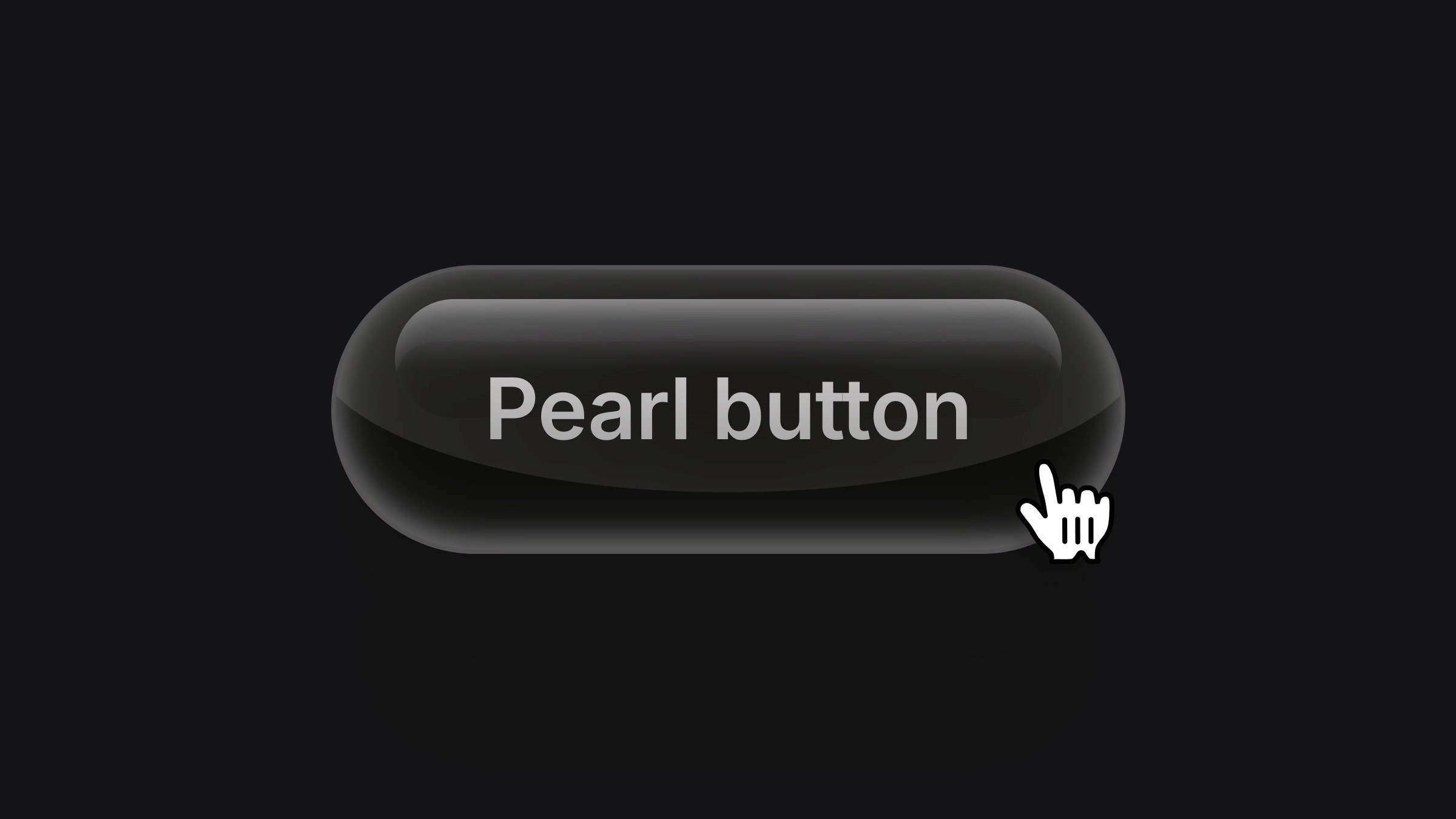 Glossy black Pearl button with 3D effect and white cursor icon, showcasing modern UI design