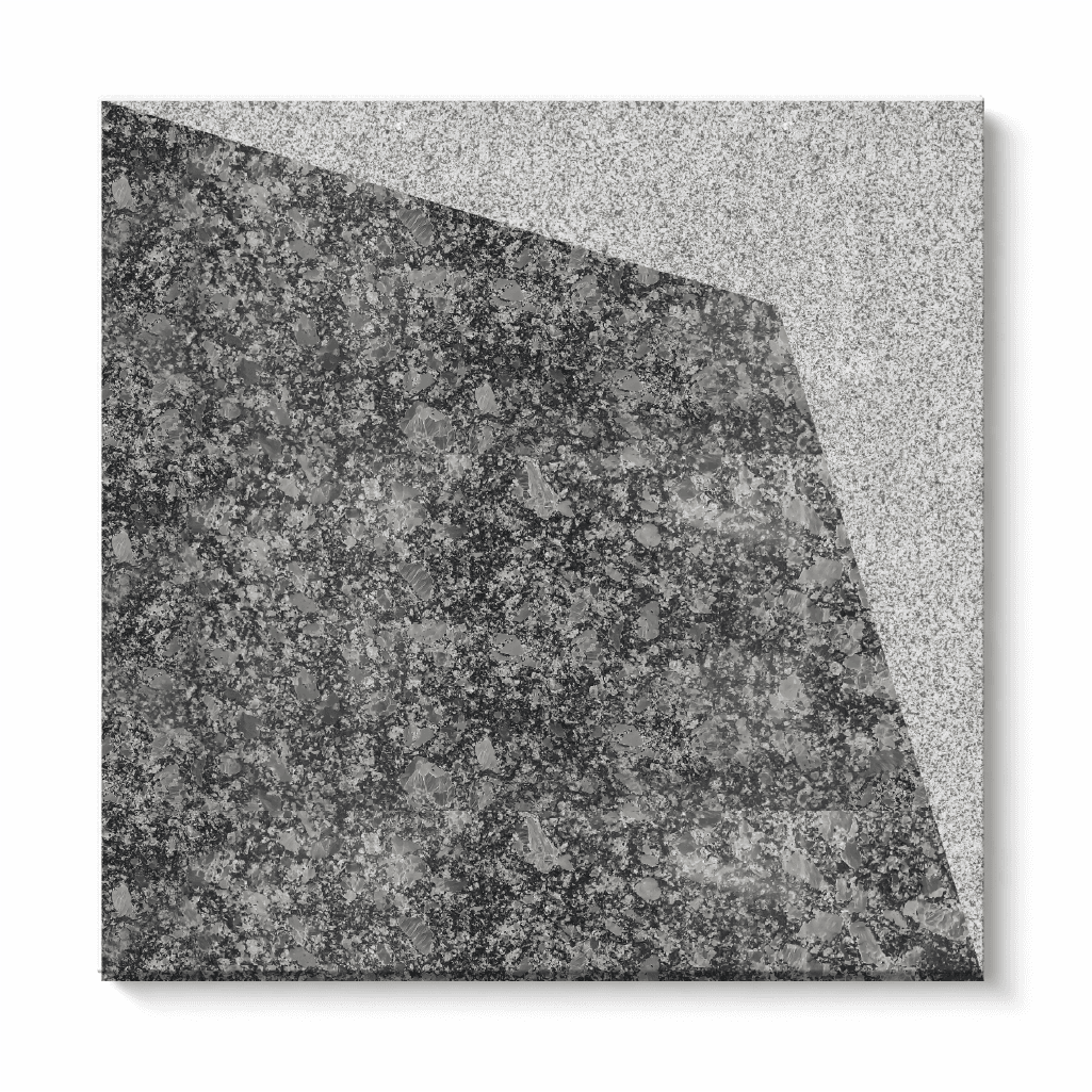 Qube stone with abstract geometric block pattern in textured finish