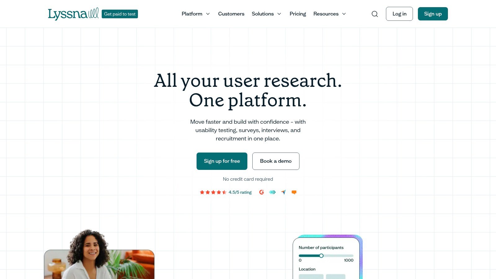Lyssna homepage screenshot
