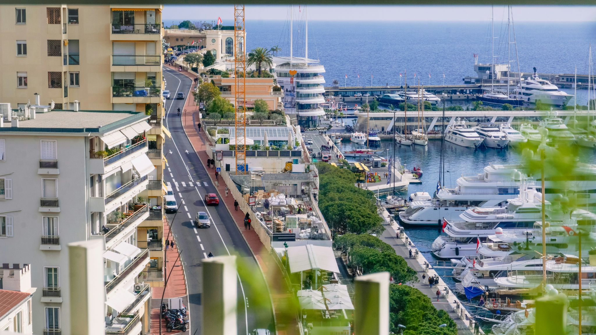 a view of a marina from a high point of view
