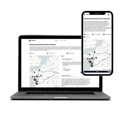 Der Vantrip Routenplaner ist auch mobil nutzbar