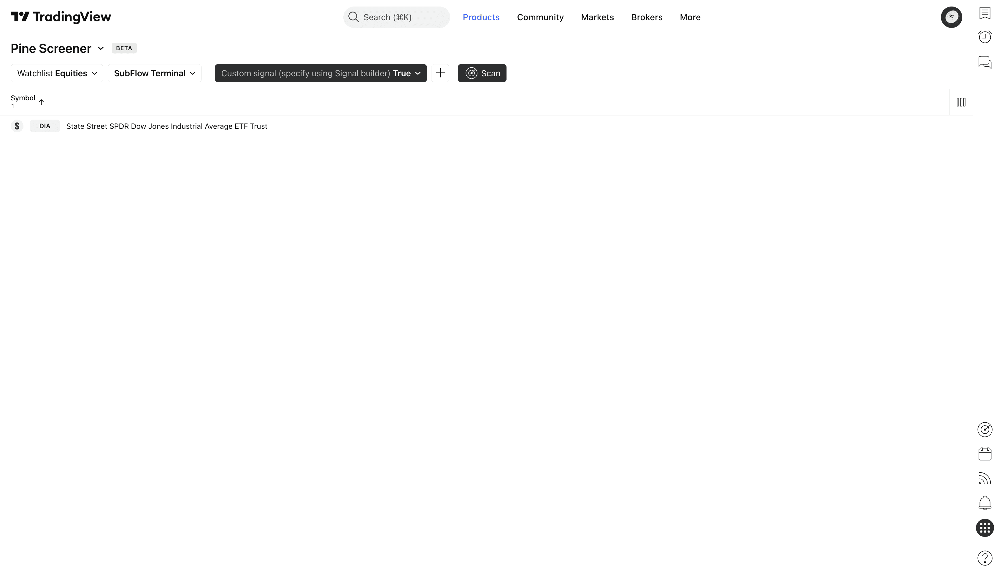 Illustration showing scanned results for SubFlow Terminal on PineScreener.