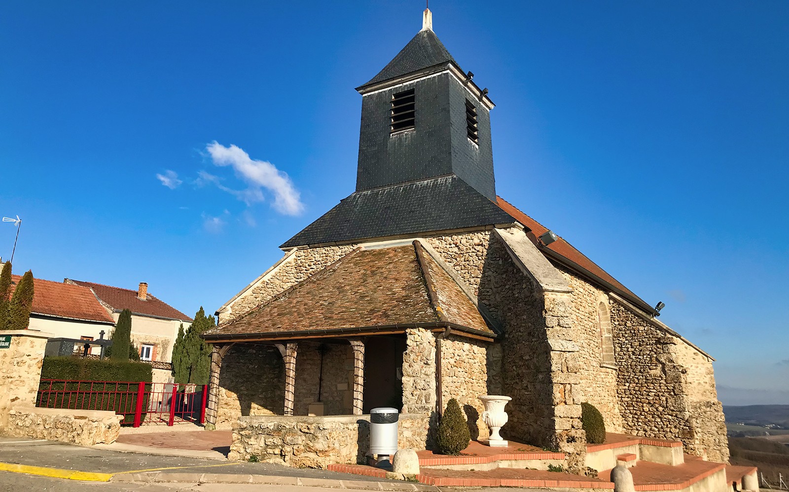 Church in Hautvillers, Champagne region, France, seen on a day trip from Paris.
