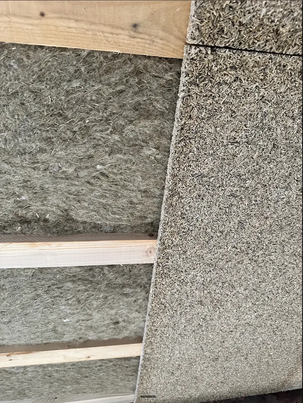 hemp fiber inuslation behind a RespiraDrywall board