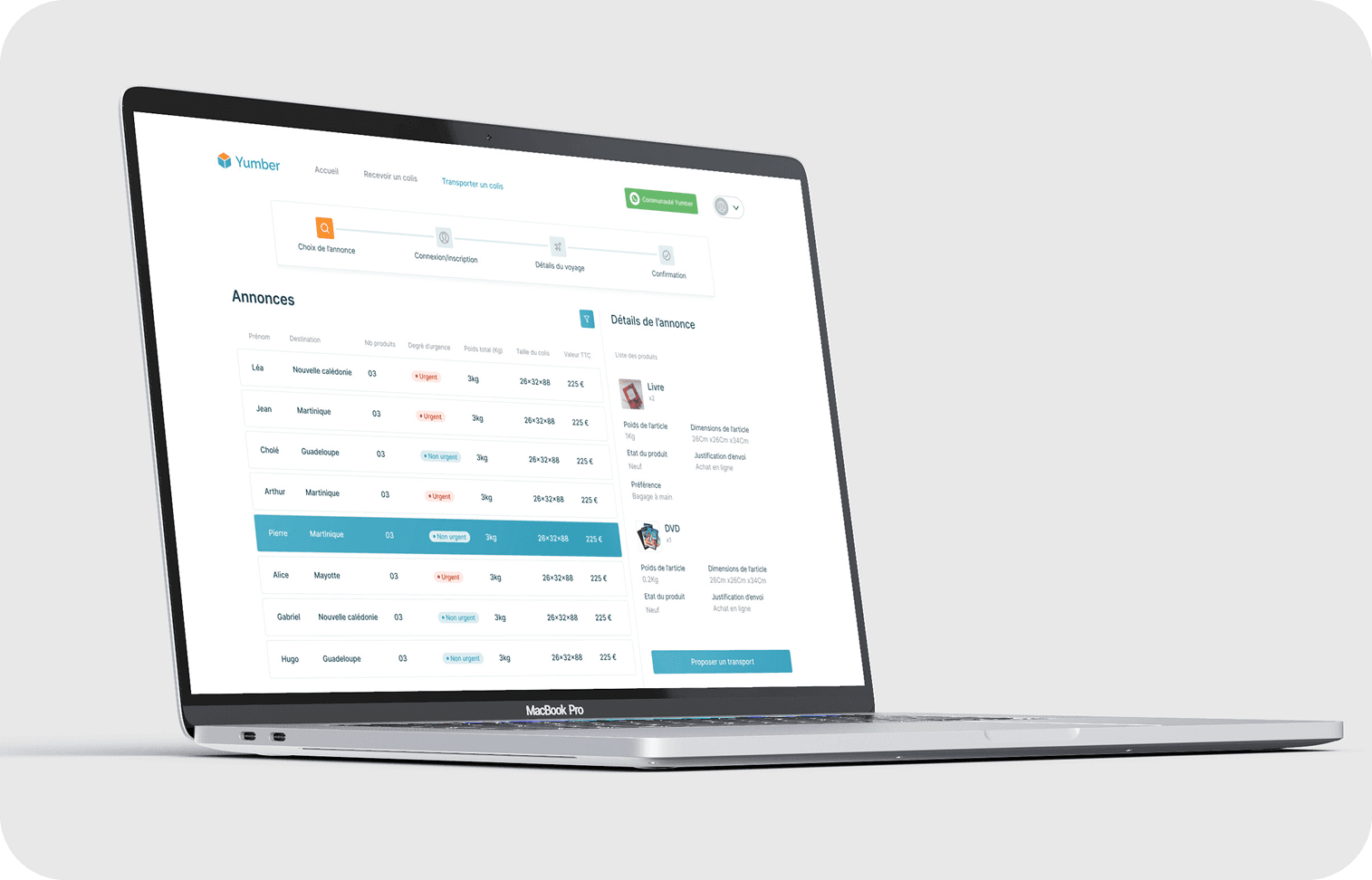 mockup showing the dashboard for yumber