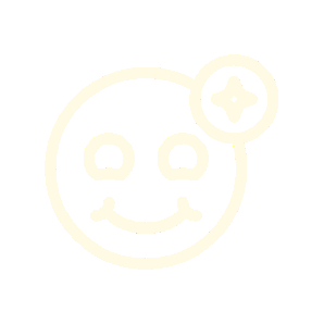 Icône de visage souriant avec une étoile, représentant la satisfaction client.