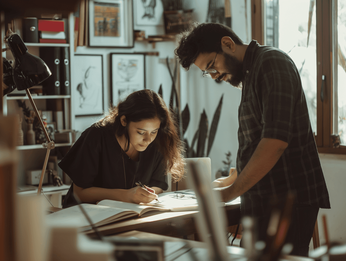 Designer getting feedback from customer