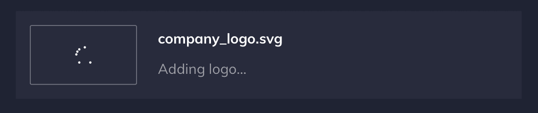 A snippet of the Settings interface showing a company logo being added to the solution